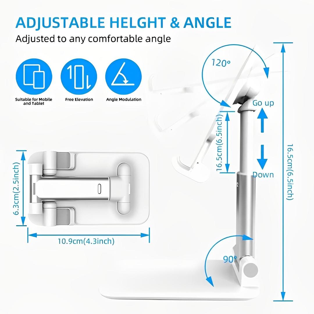 Foldable & Adjustable Mobile & Tablet Stand | Flexible Desktop Mount & Lazy Bracket Holder